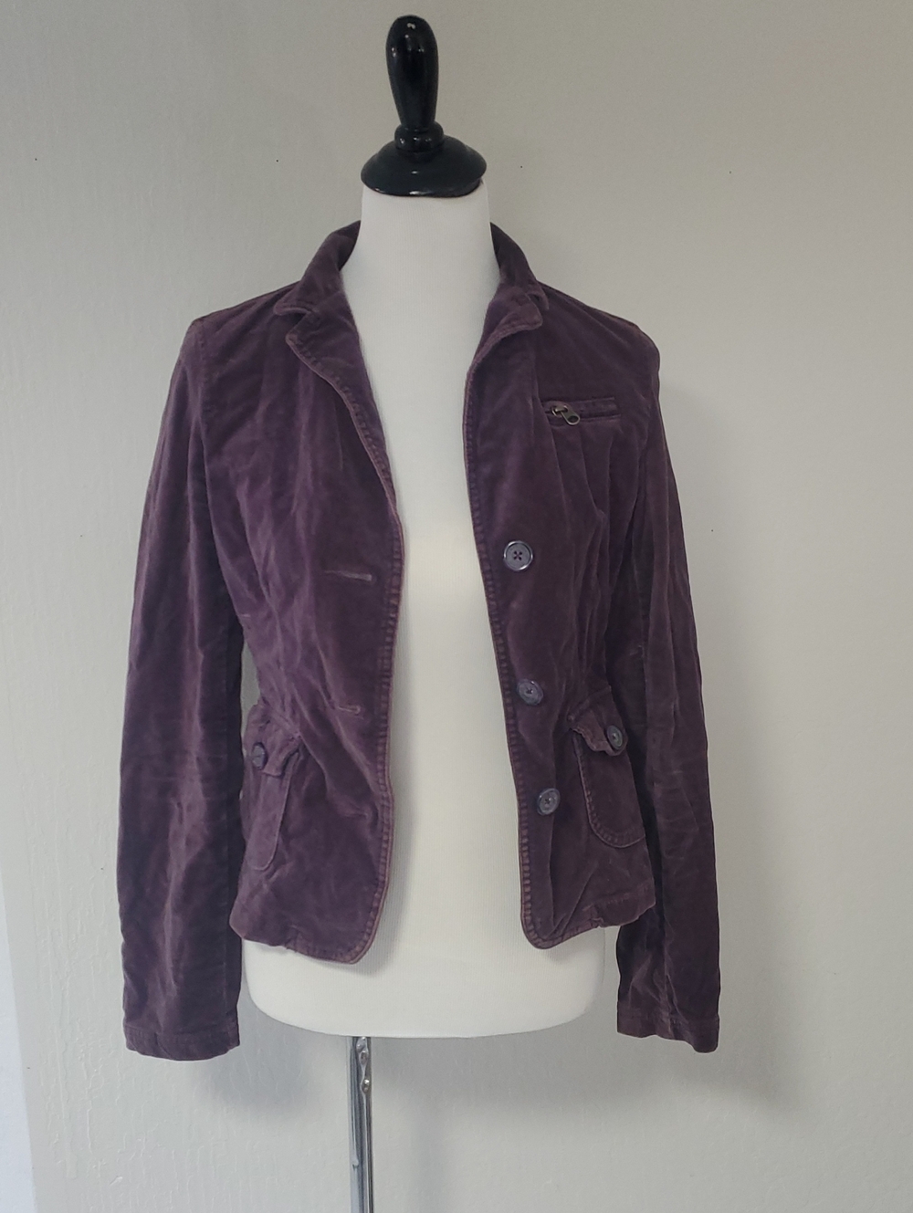American Eagle Outfitters Plum Velvet Blazer Jacket